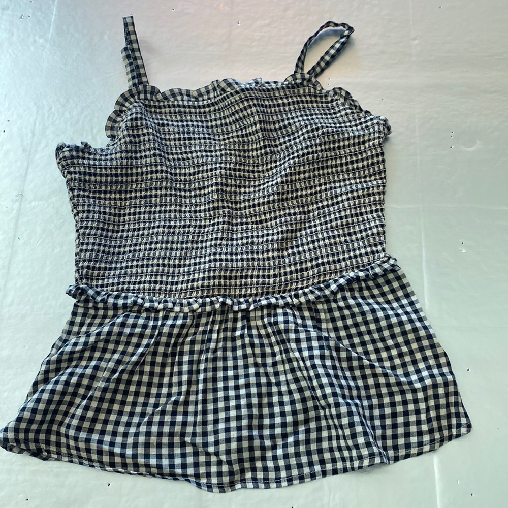 Checkered smocked tank
